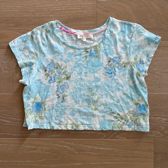 LoveShackFancy Rubin Cropped Tee Baby Blue Promise Medium - Picture 1 of 4